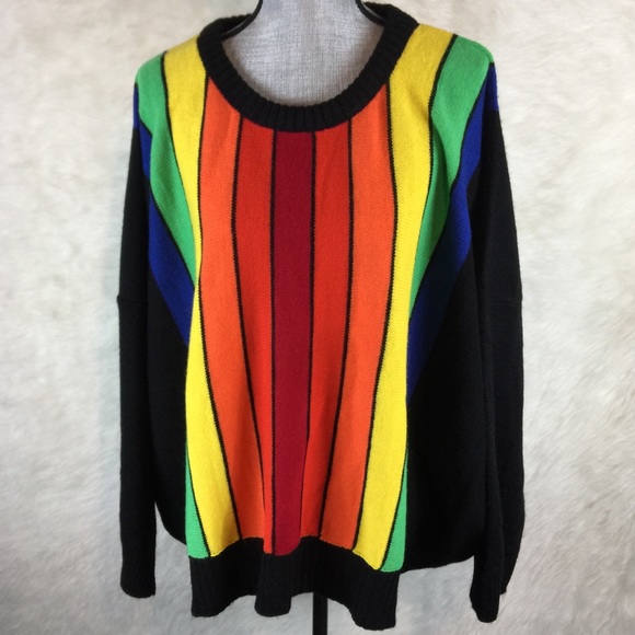 ASOS Curve Sweaters - ASOS Oversized Striped Rainbow Sweater 3X 4X 5X